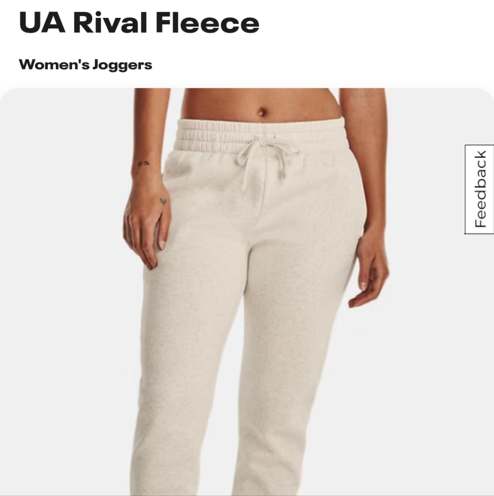 Under Armour Cream Track Pants with Tapered Cuffs